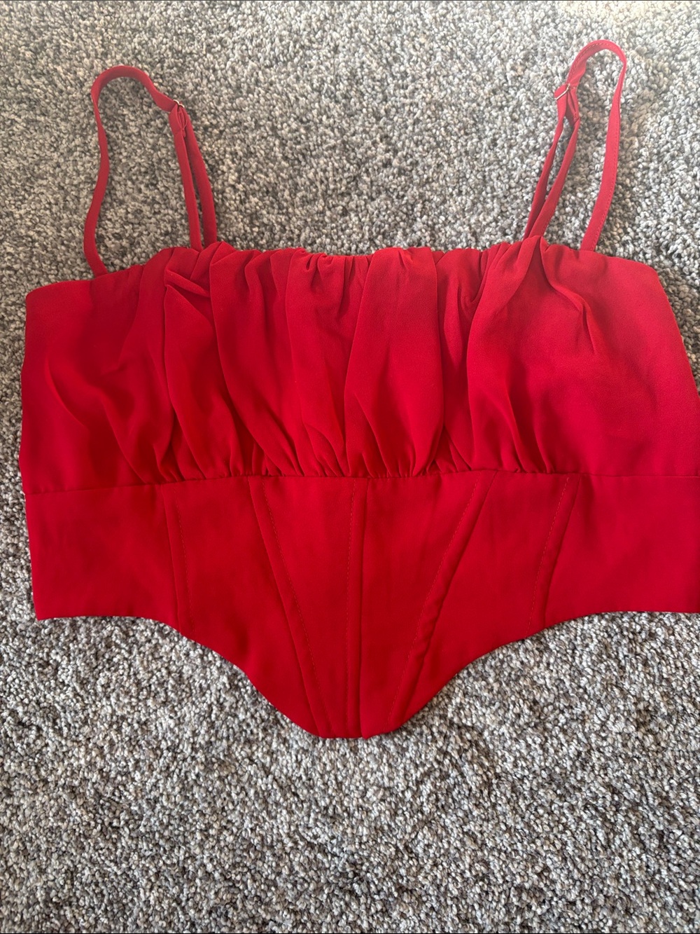 Windsor Red Velvet-Trim Crop Bustier